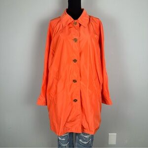 Lauren Ralph Lauren Orange Trench Coat Womens Plus Size 2X Button Front Pockets